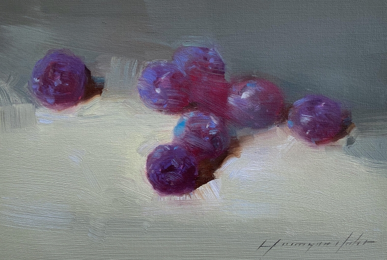 Plums, Original oil Painting, Handmade artwork, One of a Kind                   